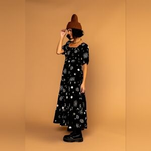 Dressed in LALA Black Maxi Dress with White Patterns